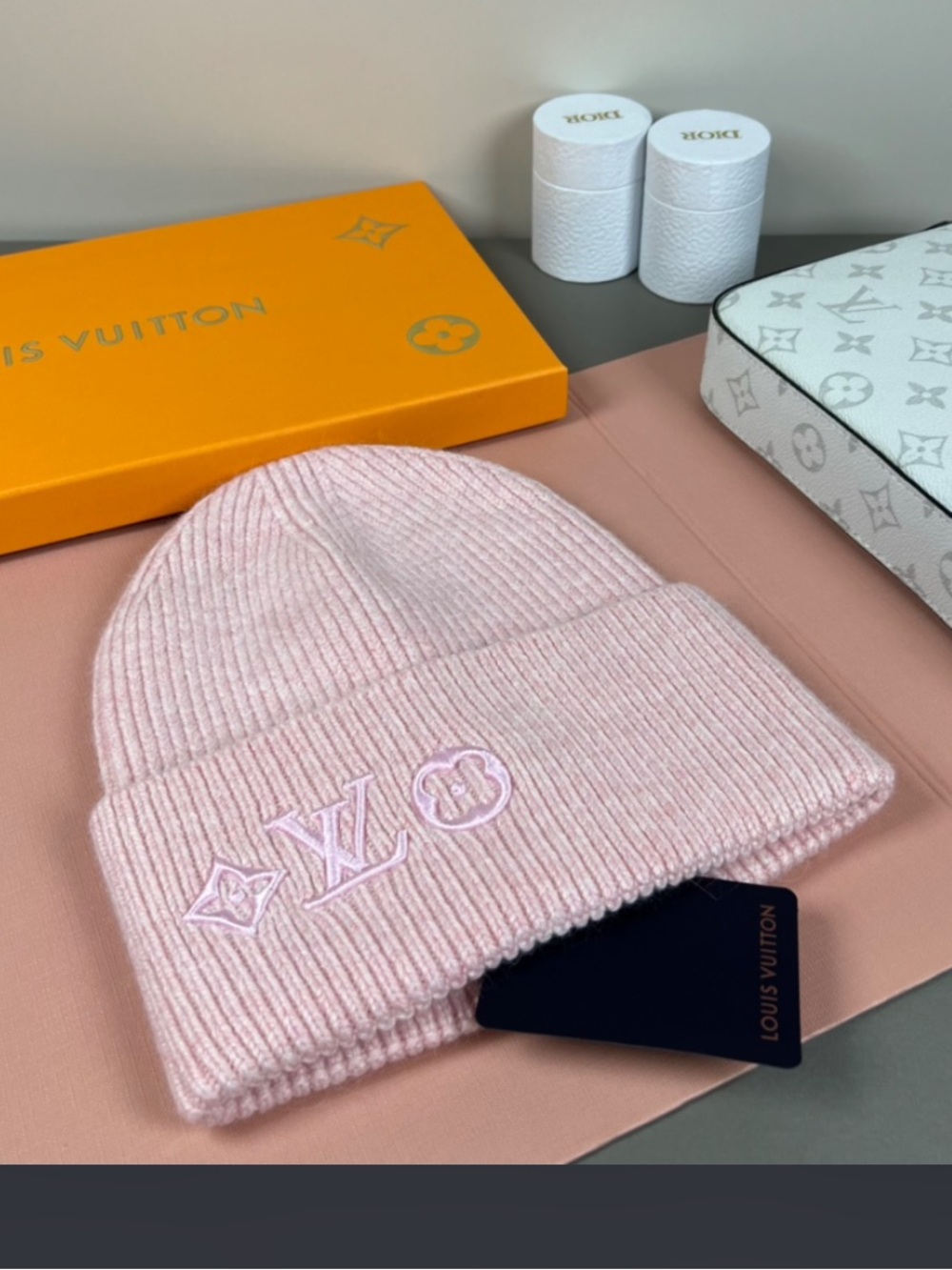 💕 Louis. Vuitton. Pink Headline Beanie Winter Snow Hat